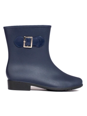 Navy Blue Buckle Rain Boots