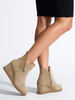 Beige Wedge Ankle Boots