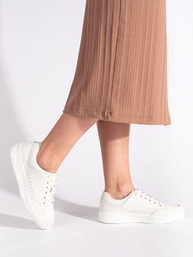 White Leather High-Platform Sneakers