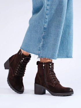 Potocki Dark Brown Lace-Up Heeled Ankle Boots