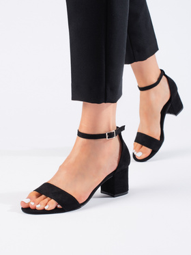 Black Suede Block Heel Sandals