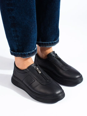 Black Leather Casual Shoes by T.Sokolski