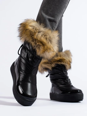 Cozy Black Snow Boots with Faux Fur Trim