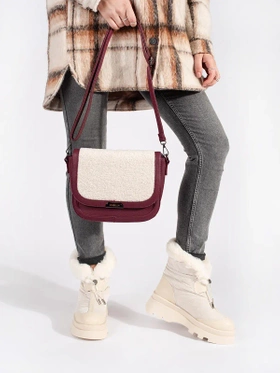 Burgundy Sherpa Satchel Bag