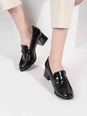 Black Heeled Loafers