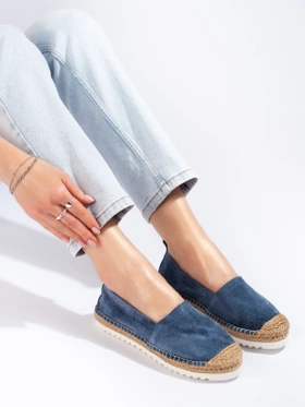 Blue Leather Platform Espadrilles by T. Sokolski