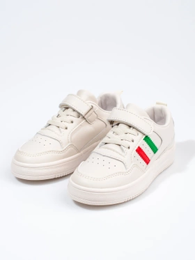 White Kids' Sneakers with Stripes