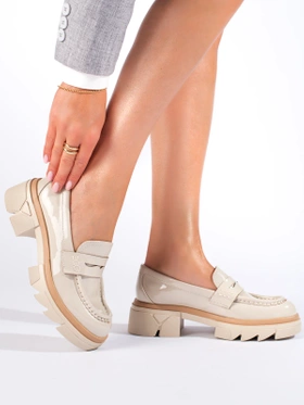 Classic Beige Platform Loafers