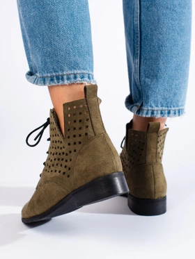 Potocki Lace-Up Ankle Boots in Green