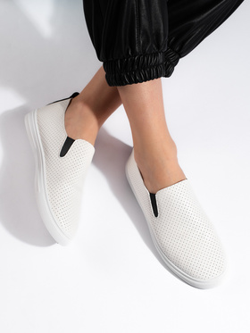 Lace Pattern Slip-On Sneakers in Black and White