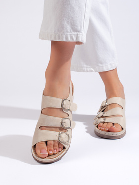 Beige Wedge Sandals