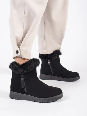 Cozy Black Fur-Lined Ankle Boots