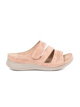 Light pink wedge flip-flops