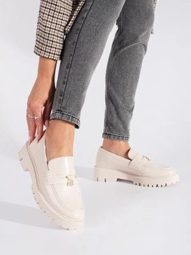 Beige Platform Loafers