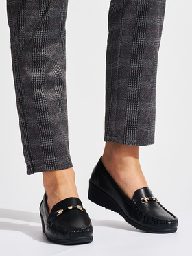 Black Lace Cut-Out Loafers