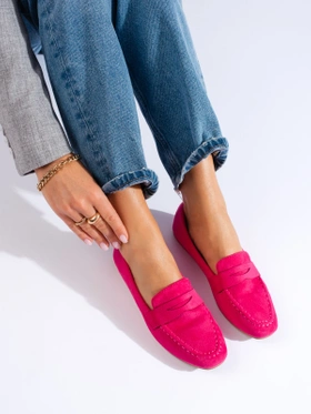 Fuchsia Suede Comfort Loafers