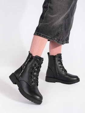 Lace-Up Black Ankle Boots for Her