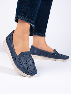 Navy Lattice Loafers