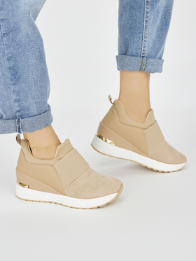 Brown Suede Wedge Sneakers