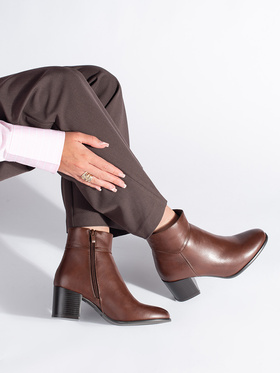 Sergio Leone Chunky Heel Ankle Boots in Brown