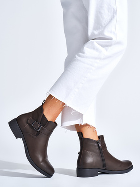 Chocolate Flat Heel Ankle Boots