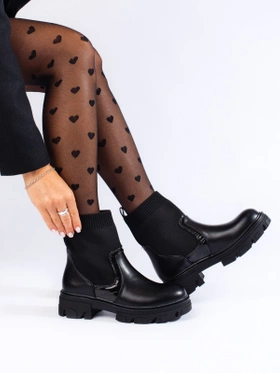 Black Ankle Boots with Stretchy Upper