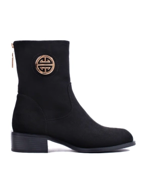 Suede High Ankle Boots in Black