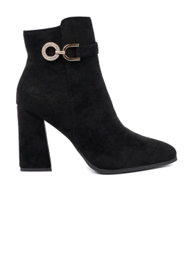 Elegant Black Ankle Boots with Jewelry Accent