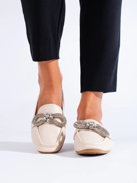 Chic Beige Loafers with Decorative Accent