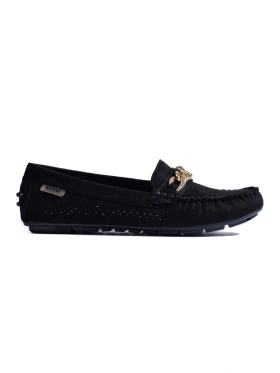 Delicate Lace Pattern Loafers with Chain Detail