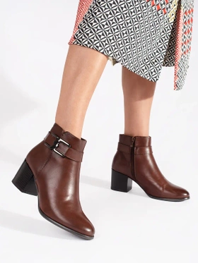 Charming Sergio Leone Brown Ankle Boots with Heels