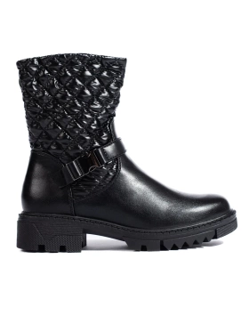 Quilted Black Ankle Boots