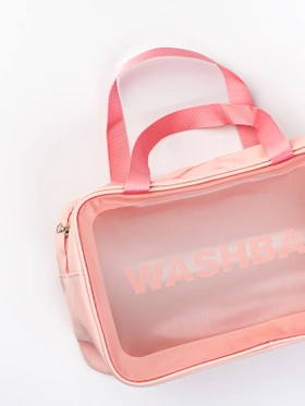 Clear Pink Makeup Bag