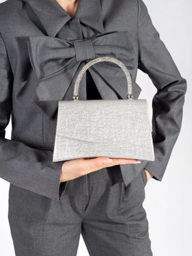 Chic Silver Mini Handbag with Shimmering Handle