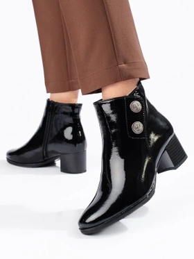 Classic Patent Ankle Boots with Block Heel