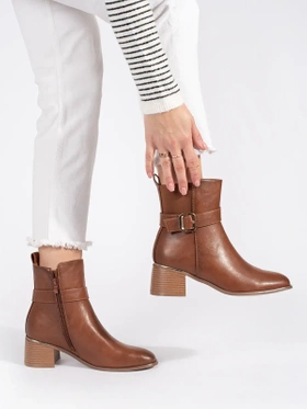 Charming Brown Buckle Boots with Heels