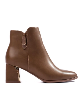 Chic Brown Block Heel Ankle Boots