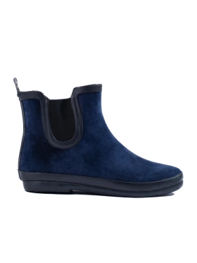 Navy Blue Suede-Style Cozy Rain Boots by Potocki