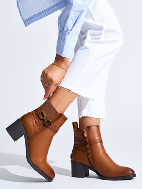 Warm Tan Block Heel Ankle Boots