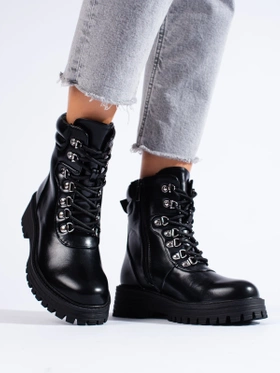 Black Lace-Up Ankle Boots