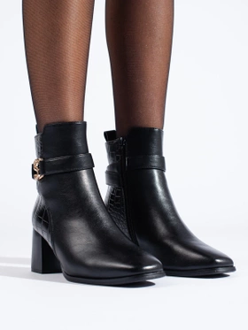 Stylish Black Block Heel Ankle Boots