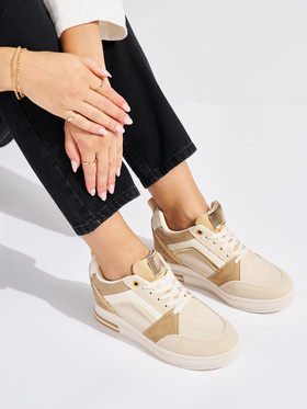 Beige Hidden Wedge Sneakers