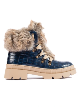 Blue Cozy Fur-Lined Boots