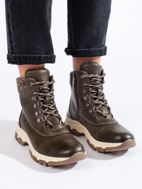 Dark Green Platform Boots