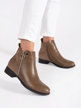 Warm Brown Zip-Up Flat Boots