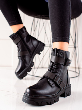 Women's ankle boots with black buckles