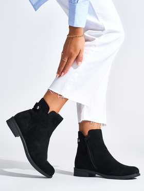 Soft Suede Ankle Boots - Black