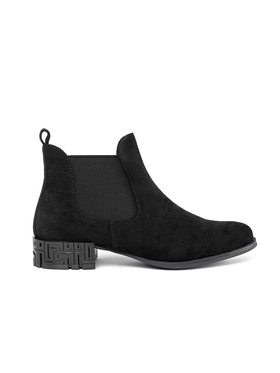 Black ankle boots with decorative heel by Sergio Leone