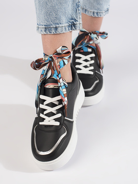 Black Ribbon Lace Sneakers