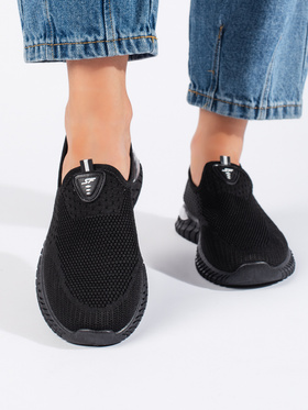 Sleek Black Textile Sneakers